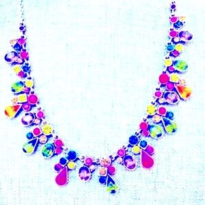 Stunning set. Colorful gemstone shades. Matte silver. Lia Sophia. EUC!